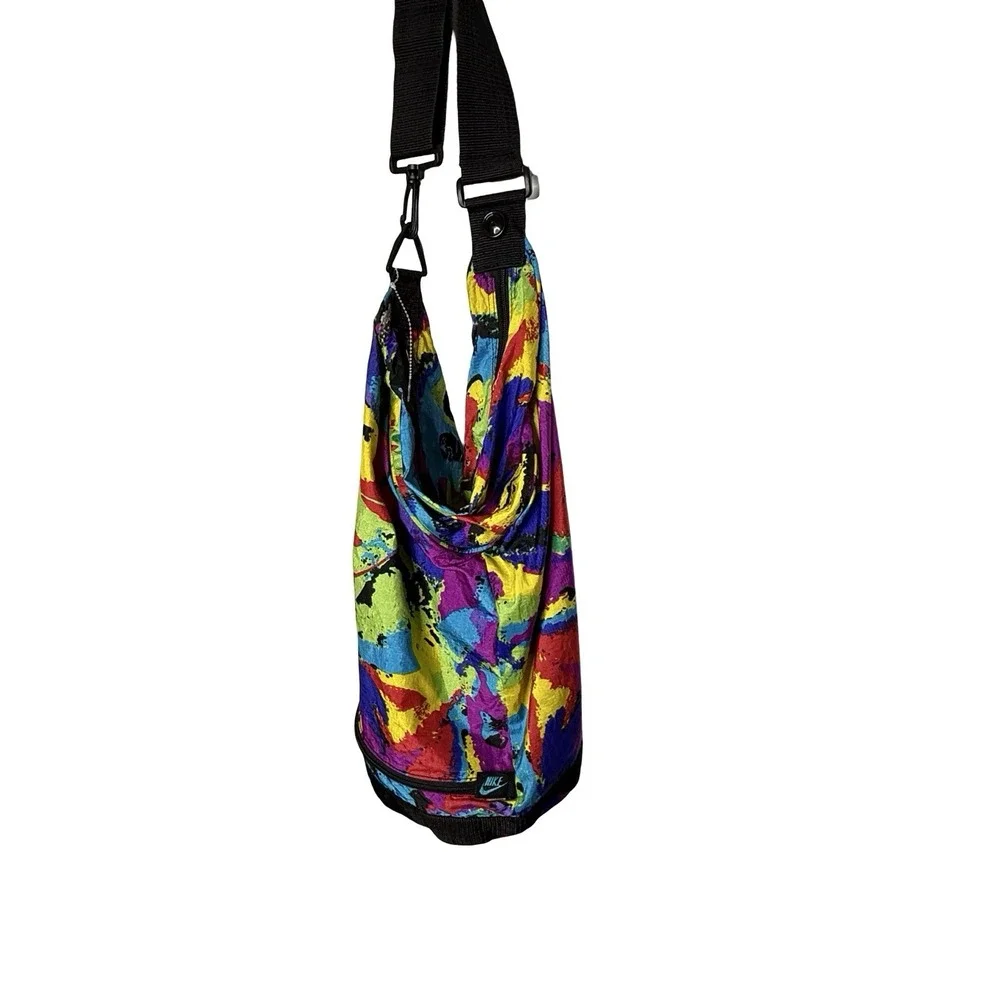Vintage Nike Y2K 90s Colorful Windbreaker Nylon Swingpack Backpack Gym Bag Retro